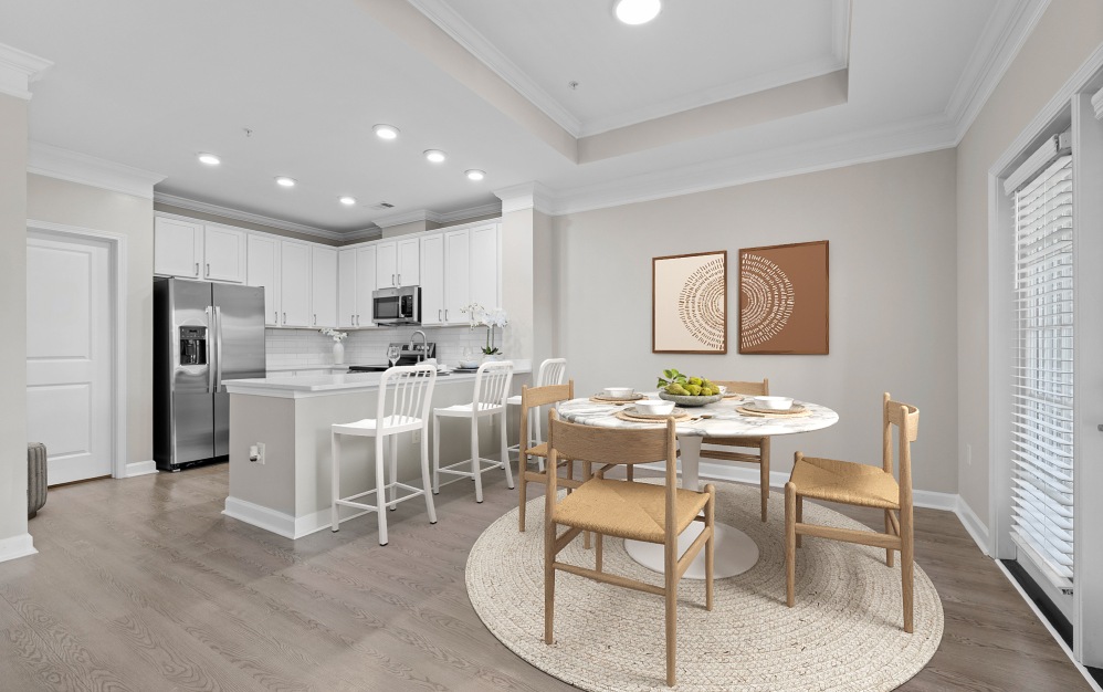 B2ER - 2 bedroom floorplan layout with 2 bathrooms and 1407 square feet (Dining Room + Kitchen, 3D)